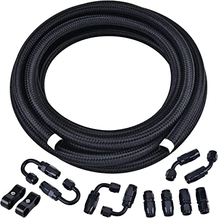 Photo 1 of EVIL ENERGY 6AN Fuel Line Kit, -6 Nylon Braided Fuel Line Hose Fitting Kit CPE 20FT Black(0.34inch ID)