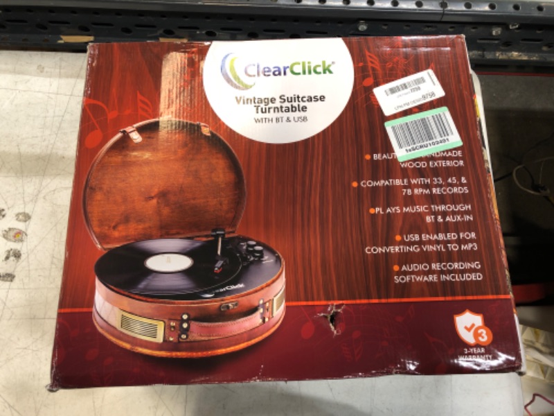 Photo 4 of ClearClick Vintage Suitcase Turntable with Bluetooth & USB - Classic Wooden Retro Style