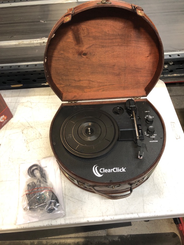 Photo 3 of ClearClick Vintage Suitcase Turntable with Bluetooth & USB - Classic Wooden Retro Style