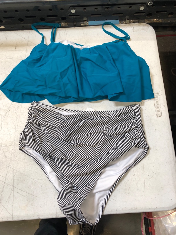 Photo 1 of 2PCS Swim Suit Blue/Stripped XL