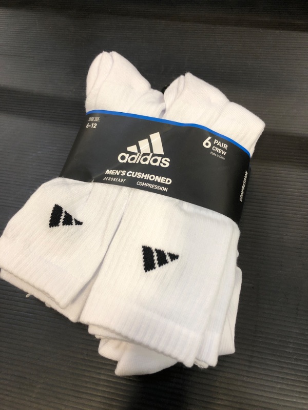 Photo 2 of adidas mens Athletic Cushioned Crew Socks (6-pair) Large White/Black