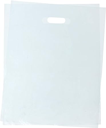 Photo 1 of 100 Pcs Clear Unprinted Merchandise Bags 9" x 12" Die Cut Handles Retail Shopping Bags, Reusable Plastic Bags for Clothing, Shopping, Tradeshow, Retails - LDPE Clear Handle Bag