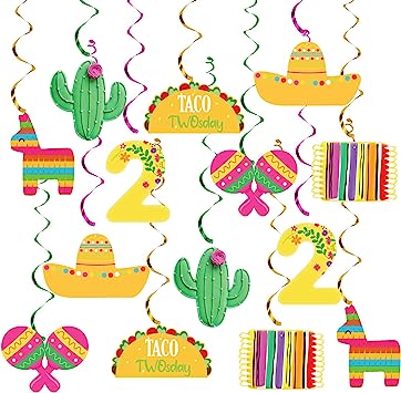 Photo 1 of 20Pcs Taco Twosday Birthday Party Hanging Swirl Decorations, Mexican Fiesta 2nd Birthday Decorations for Taco Twosday Mexican Fiesta 2nd Birthday Party Decoration Cinco De Mayo Party Supplies