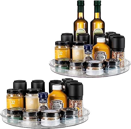 Photo 1 of 2 Pack Clear Lazy Susan Organizer 13" Plastic Lazy Susan Turntable for Cabinet Rotating Pantry Lazy Susan Cabinet Organizer, Storage Containers for Kitchen, Refrigerator Countertop, Bathroom