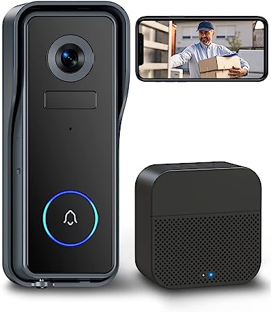 Photo 1 of Wireless Video Doorbell Camera with Wireless Chime, Euki Door Bell Ringer Wireless with Camera, 2K HD New Version, Human Detection, Night Vision, 2-Way Audio, IP65, Rechargeable Battery, iOS & Android