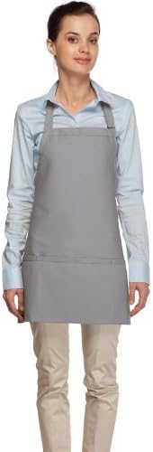Photo 1 of 3-Pocket Bib Apron with Adjustable Neck and Extra Long Ties - Color Grey
