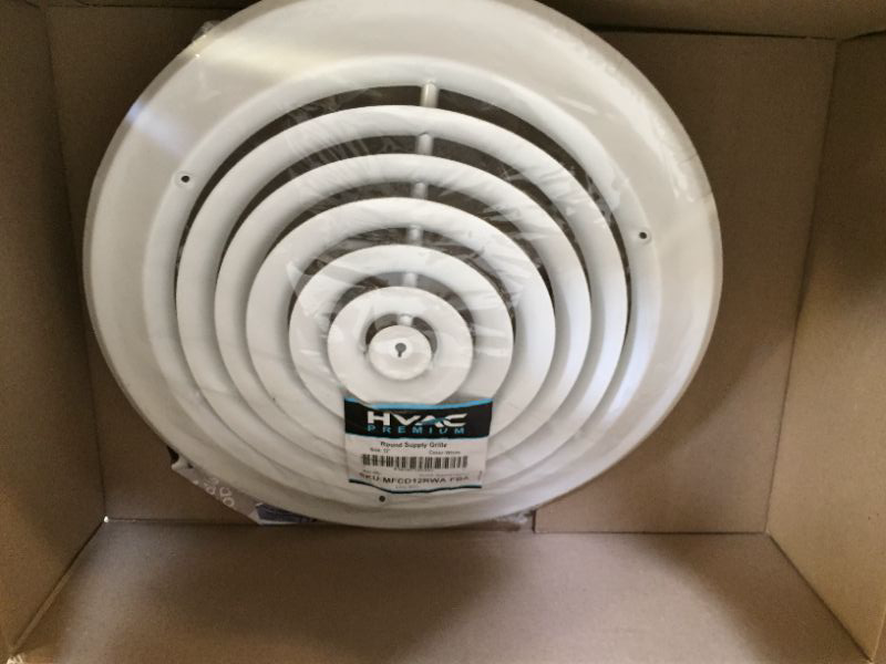 Photo 2 of 12" Round Ceiling Diffuser - Easy Air Flow - HVAC Vent Duct Cover [White] - [Outer Dimensions: 15.75"]