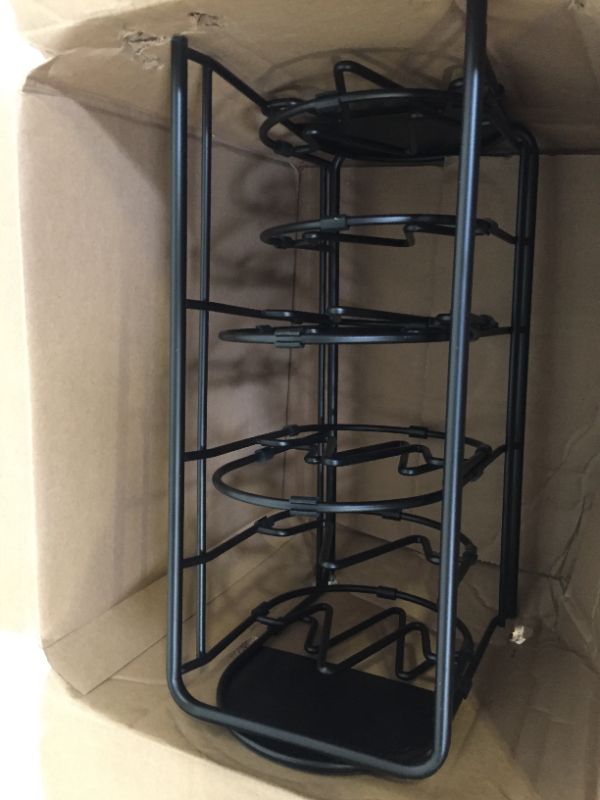 Photo 2 of 2 Pack - Heavy Duty Pot Rack Organizer, 5 Tier Pan Rack Holder, Holds Cast Iron Skillets, Dutch Oven, Frying Pan, Griddles - No Assembly Required, 15.9'' H 15.9" H (2 pack) Black