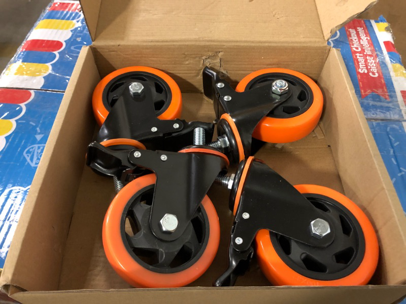 Photo 1 of 4 Inch Caster Wheels 2200Lbs, Threaded Stem Casters Set of 4 Heavy Duty, 1/2"-13 x 1" (Screw Diameter 1/2", Stem Length 1"), Safety Dual Locking Industrial Castors, Wheels for Cart, Furniture
