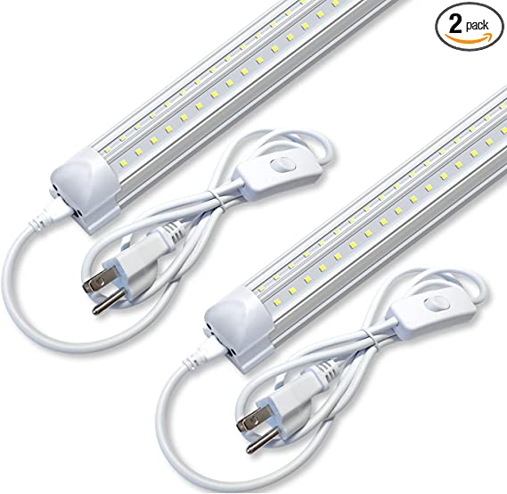 Photo 1 of Monios-L LED Shop Light 2FT 5000K 20W, Linkable Utility Ceiling Lights,V-Shaped 2500lm Daylight,T8 Integrated Fixtures LEDs Tubes, Garage Lighting for Workshop,Work Bench,Basement,Plug & Play 2-Pack
