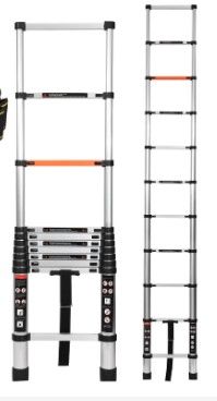 Photo 1 of ALPURLAD Telescoping Ladder 10.5FT Aluminum Extension Ladders Lightweight Collapsible Ladder Telescopic Ladders for RV, Loft, Attic, Home, 330lbs Capacity