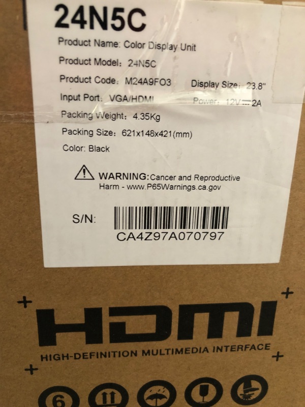 Photo 1 of KOORUI 24" Curved 60Hz Computer Monitor LED Monitor Full HD 1080P HDMI VGA, 1800R, Tilt Adjustment, Eye Care, Black 24N5C 23.6 inch/75HZ/Curved/FHD