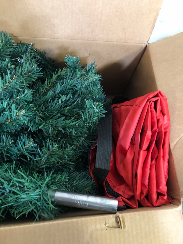 Photo 1 of 6ft Artificial Christmas Tree, Xmas Premium Spruce North Valley Holiday Hinged Pine Decorations Trees for Home Office Party Indoor Outdoor Decoration w/ 450 Branch Tips Easy Assembly, Foldable Base
