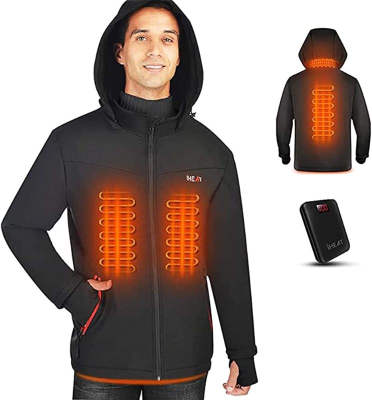 Photo 1 of iHeat Men's Heated Jacket Soft Shell,Winter Jacket Heated Hoodie, Warm Coat with 14400 mAh Battery Pack
XL