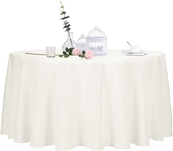 Photo 1 of 2pack 120 Inch Ivory Round Tablecloth in Polyester Fabric for Wedding/Banquet/Restaurant/Parties
