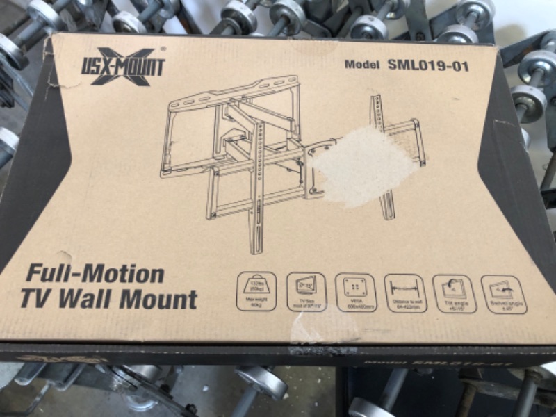 Photo 2 of Full Motion TV Mount, USX MOUNT TV Wall Mount for Most 37-75 inch TVs, Holds up to 132lbs, Max VESA 600x400mm, Swivel TV Mount Bracket with Dual Articulating Arms Tilt Rotation Fits 16" Wood Stud