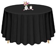 Photo 1 of  Round Tablecloth 120 Inch Polyester Table Cover Round Polyester Black Tablecloth Wrinkle & Stain Resistant Tablecloths for Wedding Party Reception Dining Banquet Buffet,Outdoor (Black)
