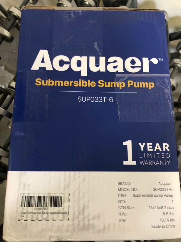 Photo 2 of Acquaer 1/3HP Sump Pump, 3040GPH Submersible Clean/Dirty Water Pump with Automatic Float Switch and 10ft Power Cord Sub Pump for Basement, Pool, Pond, Drain, Flooded Cellar, Aquarium and Irrigation 1/3HP 3040GPH