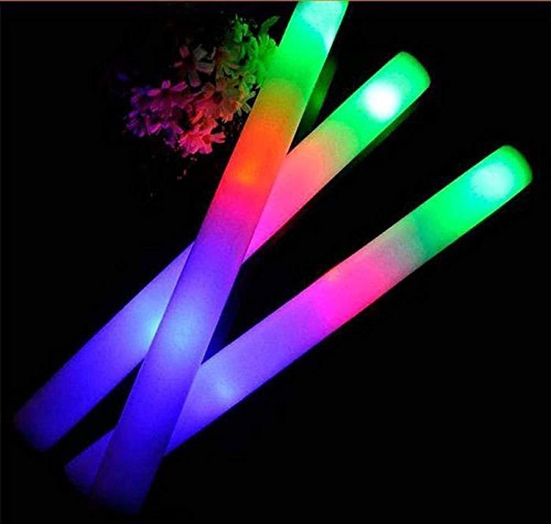 Photo 1 of 10x LED Foam Sticks Multi Color Flashing Glow Wands, Batons, Strobes, 3 Flashing Modes - Party, DJ, Concerts, Festivals, Birthdays, Weddings, Events, Promotions