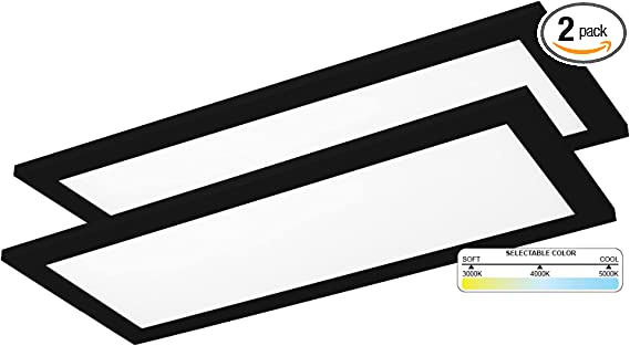 Photo 1 of NUWATT 1x4 FT LED Surface Mount Panel (40W) W/ Built in Internal Driver, 5 CCT 2700K-5000K, Triac Dimmable, Thin Flush Mount Ceiling Fixture, 120V, 1 inch Black Frame (2 Pack)