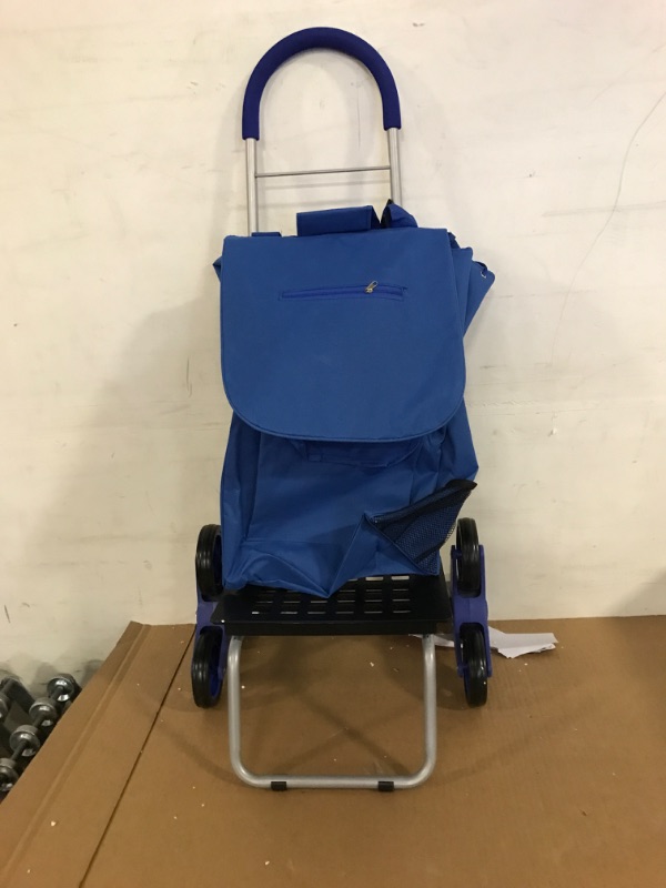 Photo 2 of 
dbest products Trolley Dolly, Blue Foldable Shopping cart for Groceries with Wheels and Removable Bag and Rolling Personal Handtruck, Standard
Color:Blue