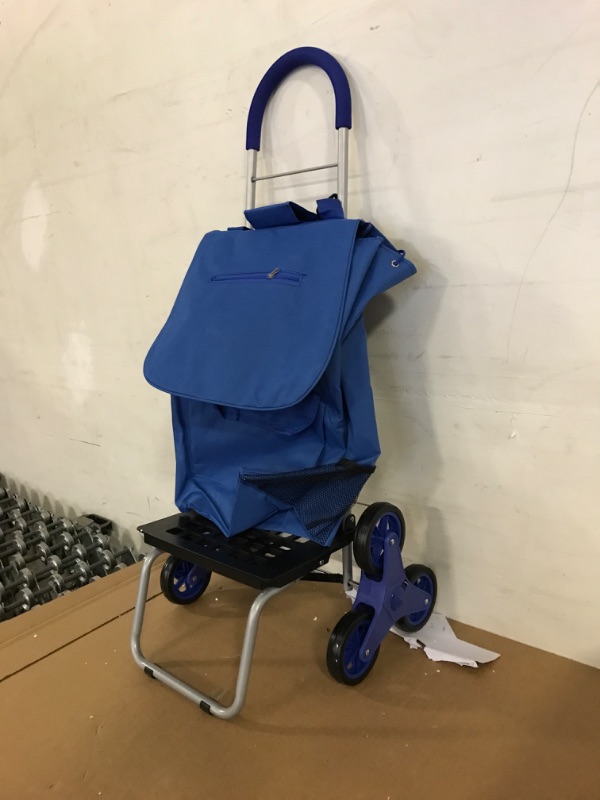 Photo 3 of 
dbest products Trolley Dolly, Blue Foldable Shopping cart for Groceries with Wheels and Removable Bag and Rolling Personal Handtruck, Standard
Color:Blue