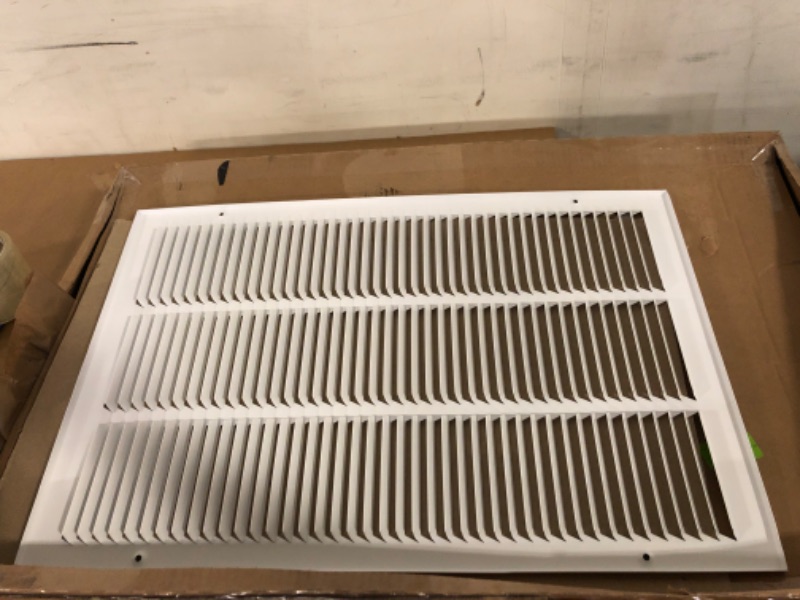 Photo 3 of 22"w X 14"h Steel Return Air Grilles - Sidewall and Ceiling - HVAC Duct Cover - White [Outer Dimensions: 23.75"w X 15.75"h]