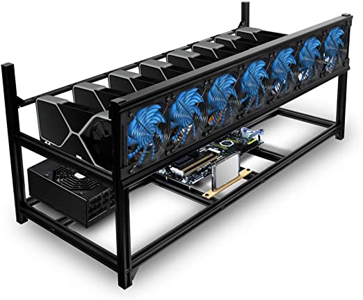 Photo 1 of Miner Rig Case Aluminum W/6 or 8 GPU Mining Stackable Frame Expert Crypto Mining Rack for Ethereum Classic, Flux, Ergo, Neoxa, Ravencoin–Improve GPU Air Flow Cryptocurrency, Test Bench PC Case