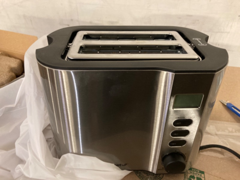 Photo 3 of Elite Gourmet ECT2145 Extra Wide Slot 2-Slice Toaster, Bagel Function Reheat, Defrost, & Cancel Functions, 6 Toast Settings, Built-in Warming Rack, Countdown Timer, Stainless Steel 2 Slice Stainless Steel