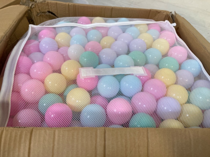 Photo 3 of Amazon Basics BPA Free Crush-Proof Plastic Ball Pit Balls with Storage Bag, Toddlers Kids 12+ Months, 6 Pastel Colors - Pack of 1000 6 Pastel Colors 1,000 Balls