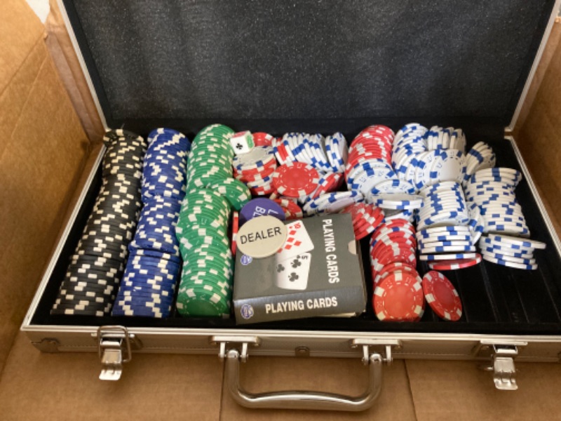 Photo 3 of Cardinal Classics, 300-Piece Poker Set with Aluminum Carrying Case & Professional Weight Chips Plus 5 Poker Dice, for Adults and Kids Ages 8 and up