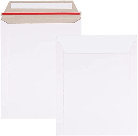 Photo 1 of 100 Pack 7x9 inch Rigid Mailer Self Seal Photo Document Mailers, Stay Flat White Cardboard Shipping Envelopes White Photography Mailers for CD, Photos, Document by zmybcpack