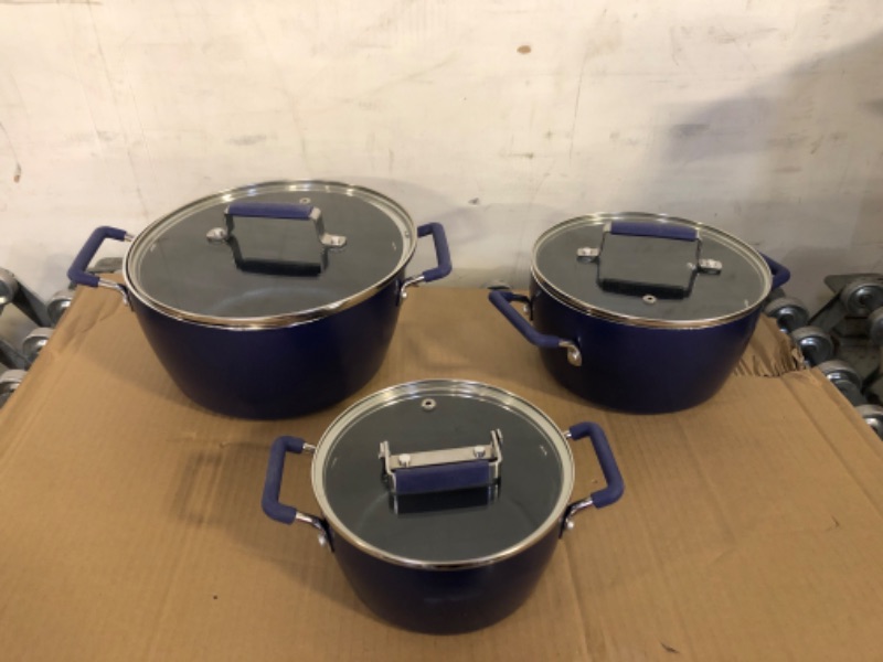 Photo 2 of 
Granitestone Stackable Pot Set, 6 Piece Pot Set for Cooking Nonstick, Space Saving Nesting Cookware Set, Stock Pot Set with 1.5qt, 3qt & 5qt Pots with...
Color:Blue