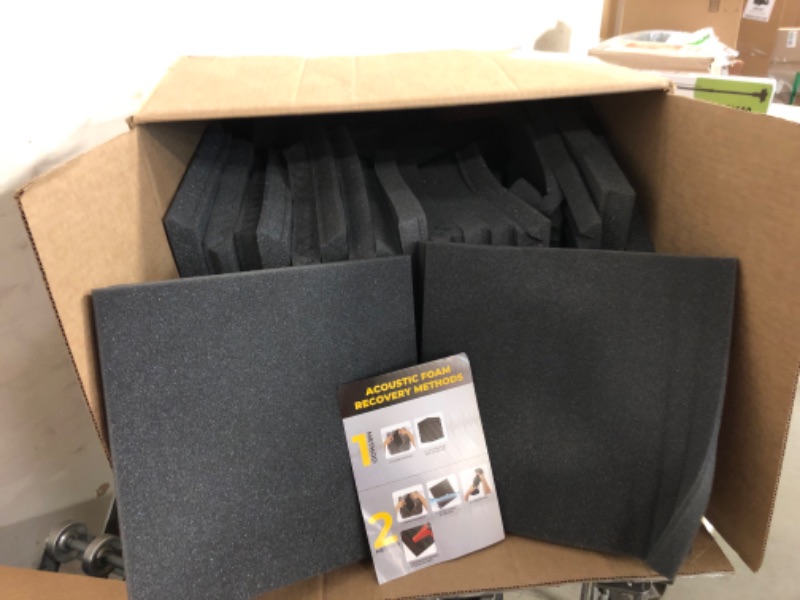 Photo 2 of 52 Pack Acoustic Panels 1 X 12 X 12 Inches - Acoustic Foam - Studio Foam Wedges - High Density Panels - Soundproof Wedges - Charcoal- NON Adhesive