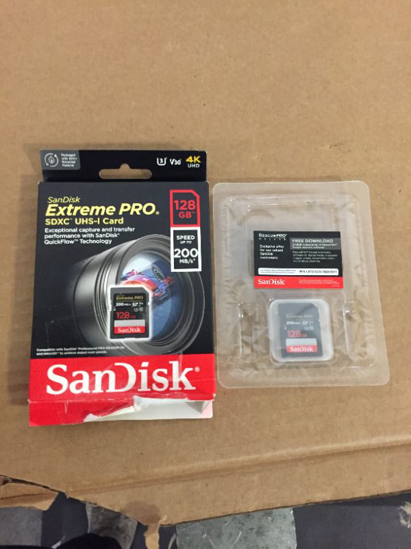 Photo 2 of SanDisk 128GB Extreme PRO SDXC UHS-I Memory Card - C10, U3, V30, 4K UHD, SD Card - SDSDXXD-128G-GN4IN 128GB Memory Card Only