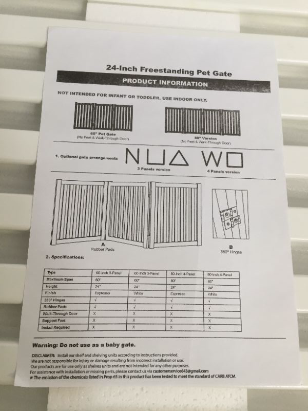 Photo 2 of 24 INCH 3 PANEL FREESTANDING PET GATE