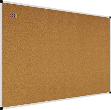 Photo 1 of XBoard Cork Board 48 x 32, Notice Cork Bulletin Board Corkboard 4' x 3' with Aluminum Frame and Push Pins for Display
