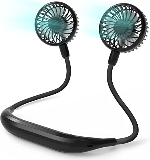 Photo 1 of POCOMLIFE Portable Neck Fan, 2600mAh Battery Operated Ultra Quiet Hands Free USB Fan with Strong Wind, 360° Adjustable High Flexibility Wearable Personal Fan for Home Office Outdoor Travel (Black)