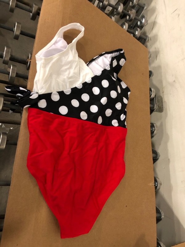 Photo 2 of ZoeAce Girls One Piece Swimsuits Color Block Beach Bathing Suit Wrap Bow Tie Side Cute Sun Protection Swimwear 5-14 Years 11-12 Years Wave Point