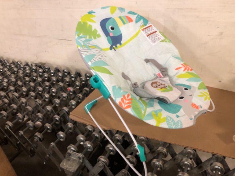 Photo 2 of Bright Starts Rainforest Vibes 3-Point Harness Vibrating Baby Bouncer with -Toy bar