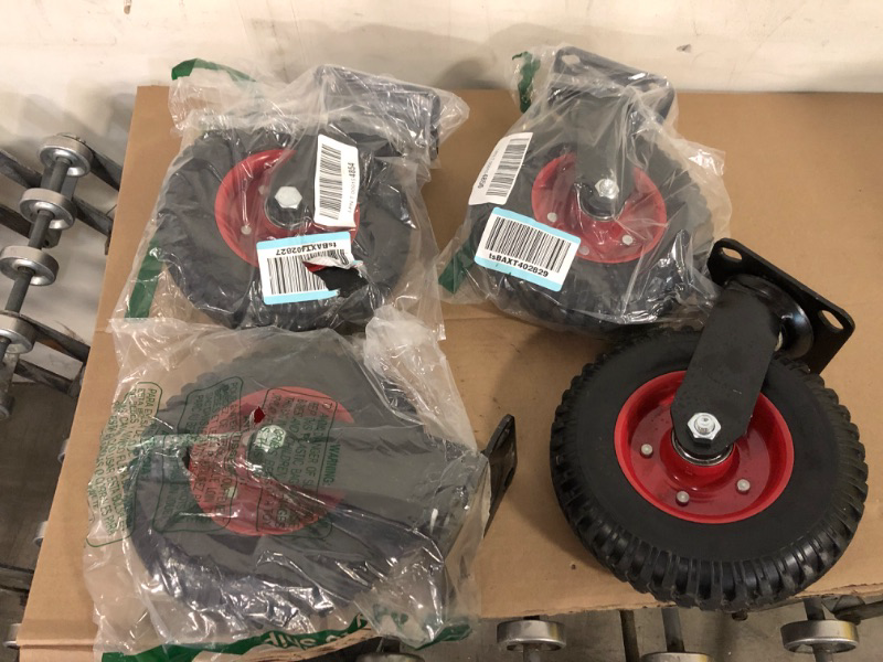 Photo 2 of 4 pieces --------Steelex D2581 Swivel Heavy Duty Industrial Wheel, 8-Inch & POWERTEC 17053 Fixed Heavy Duty Industrial Caster, 8-inch