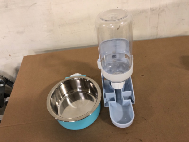 Photo 2 of 2 Pieces Hanging Automatic Pet Feeder Rabbit Bunny Food Bowl Water Fountain Cage Accessories Dog Crate Bowl Coop Cup No Drip for Cat Puppy Guinea Pigs Birds Hedgehog Small Animals