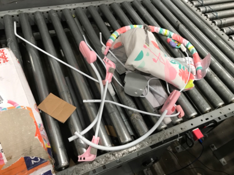 Photo 2 of Bright Starts Flamingo Vibes 3-Point Harness Harness Vibrating Baby Bouncer with Toy bar