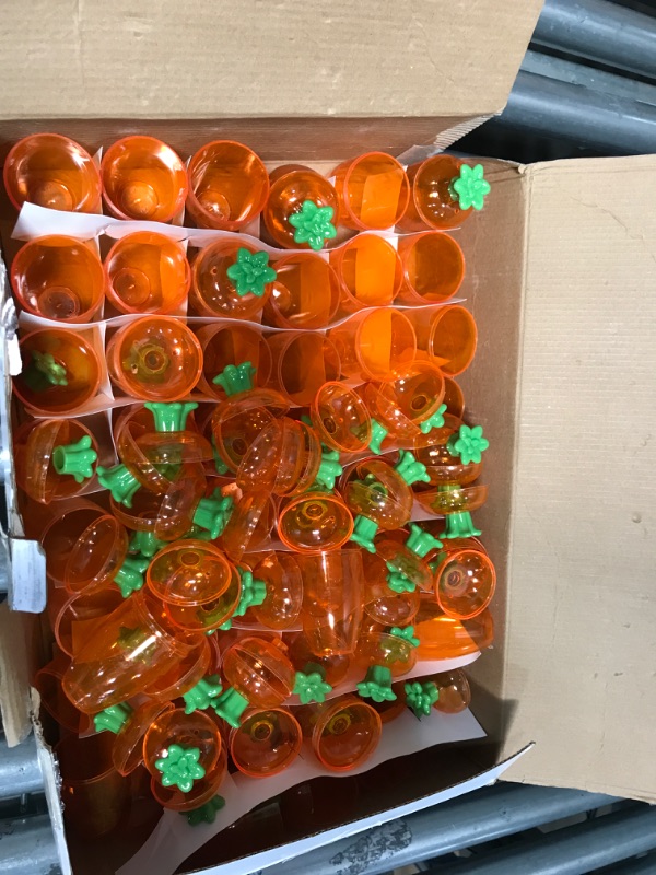 Photo 2 of 54 Pcs Easter Carrots Containers Bulk 5.5 Inch Fillable Carrot Shaped Easter Eggs Empty Clear Bright Surprise Orange Plastic Eggs for Easter's Hunt Party