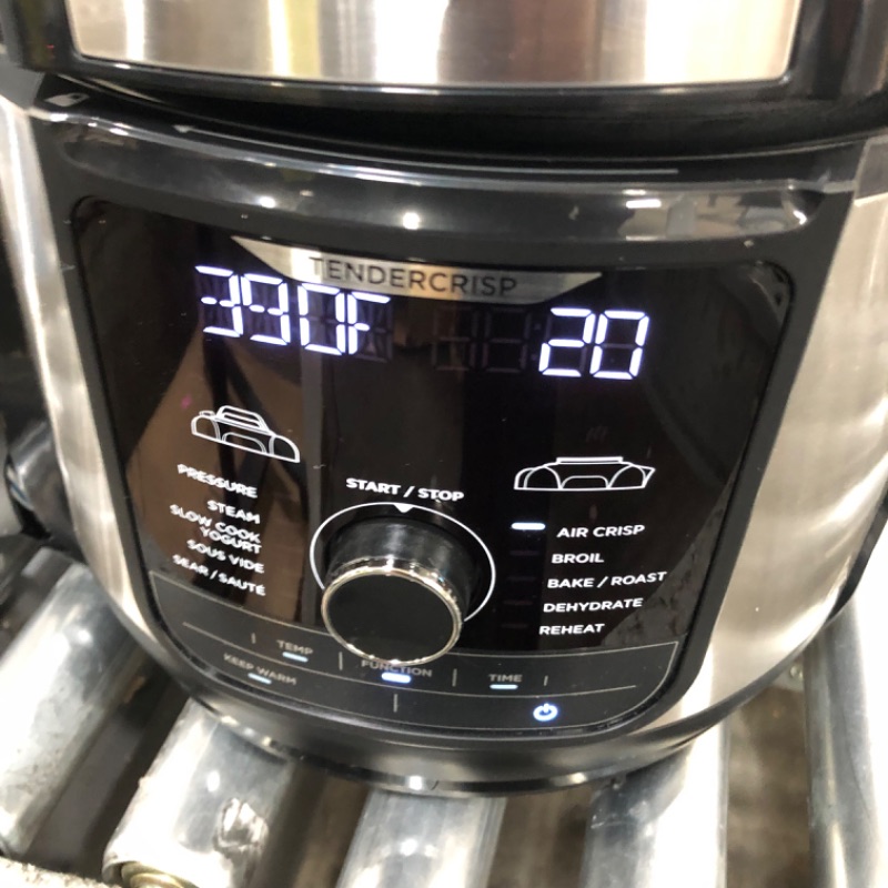 Photo 8 of Ninja FD401 Foodi 12-in-1 Deluxe XL 8 qt. Pressure Cooker & Air Fryer that Steams, Slow Cooks, Sears, Sautés, Dehydrates & More, with 5 qt. Crisper Basket, Deluxe Reversible Rack & Recipe Book, Silver 8 Quart 8-Quart/Stainless Steel Silver