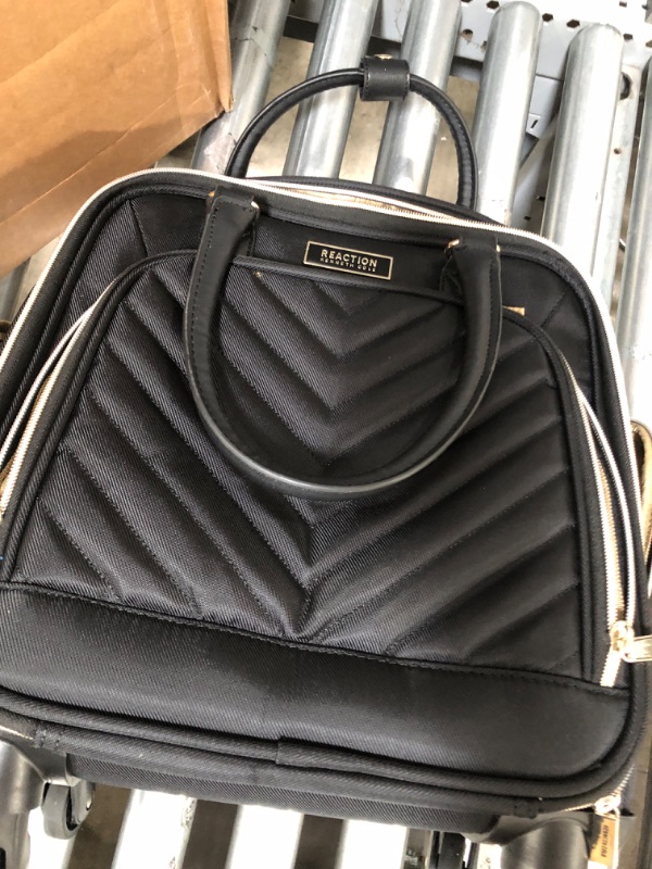 Photo 2 of Kenneth Cole Reaction Women's Chelsea Luggage Chevron Softside 8-Wheel Spinner Expandable Suitcase, Black, 4 Underseater
