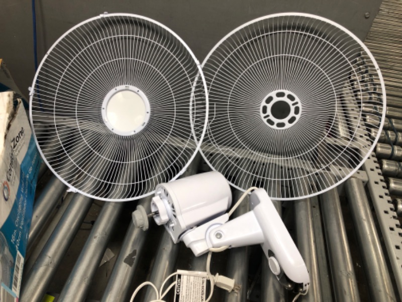Photo 3 of ***USED***
Comfort Zone CZ16W 16” 3-Speed Oscillating Wall-Mount Fan with Adjustable Tilt, Metal Grille, 90-Degree Oscillation, White 16" Wall Fan