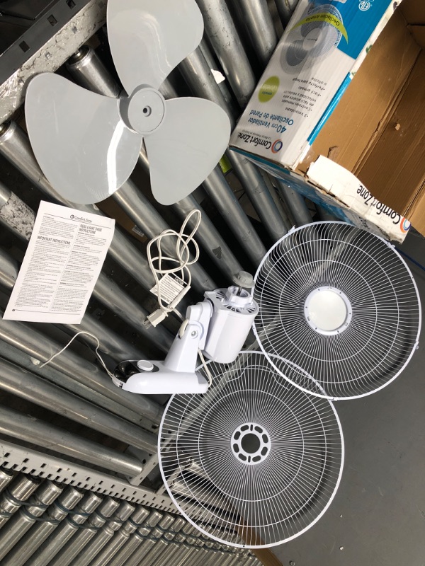 Photo 2 of ***USED***
Comfort Zone CZ16W 16” 3-Speed Oscillating Wall-Mount Fan with Adjustable Tilt, Metal Grille, 90-Degree Oscillation, White 16" Wall Fan