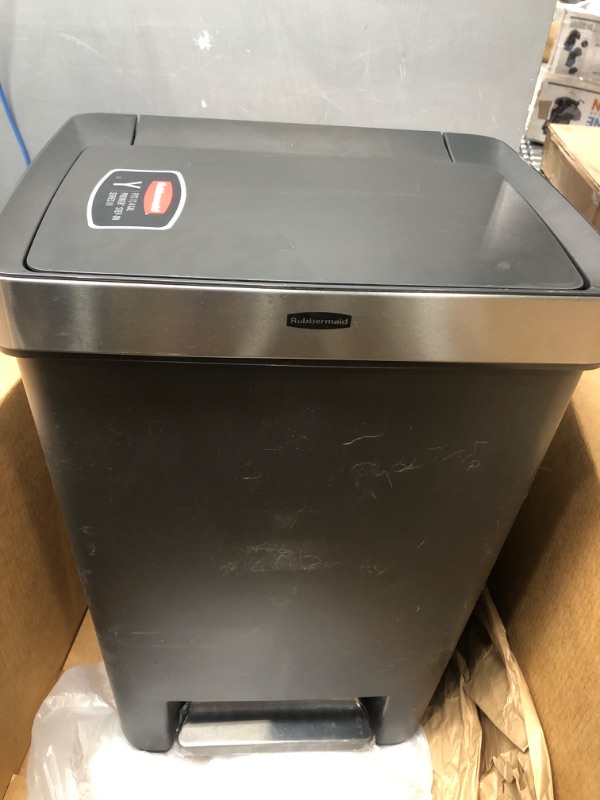 Photo 2 of *Step Doesn't Work* Rubbermaid Premier Series III Step-On Trash Can for Home and Kitchen, with Stainless Steel Rim, 12.4 Gallon, Charcoal
