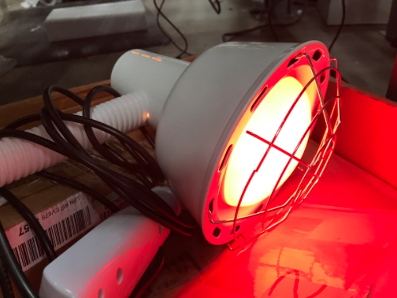 Photo 2 of (STOCK PHOTO NOT EXACT) Portable Infrared Heat Lamp with Timer & Adjustable Touch-Screen Monitor, White, 110V Red Light Bulb, WHEELS INCLUDED (SEE NOTES)